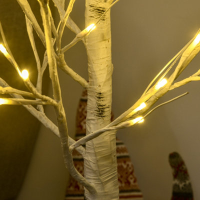 HOMCOM 4ft Artificial White Birch Tree Light with Warm White Pre-Lit LED Light for Indoor and Covered Outdoor Use - 9