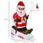HOMCOM 4ft Christmas Inflatable Decoration with Santa Claus Skiing Easy Set-Up for Holiday Garden Decoration