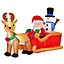 HOMCOM 4ft Christmas Inflatable Santa Claus on Sleigh Deer, LED Lighted for Home Indoor Outdoor Garden Lawn Decoration Party Prop