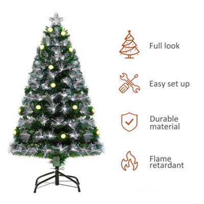 HOMCOM 4ft White Light Artificial Christmas Tree w/ 130 LED Star Topper ...