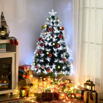 HOMCOM 4ft White Light Artificial Christmas Tree w/ 130 LEDs Star ...