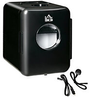 HOMCOM 4L Mini Fridge, AC+DC Portable Cooler & Warmer for Home or Car, Black