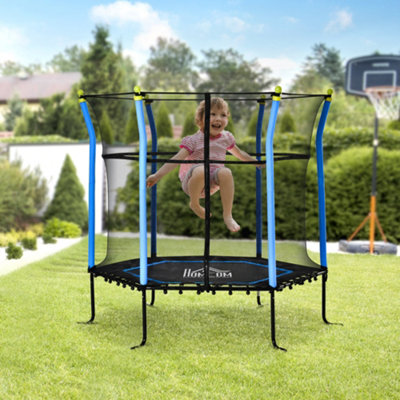 HOMCOM 5.2FT Kids Trampoline With Enclosure for 3-10 Years Blue