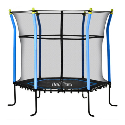 HOMCOM 5.2FT Kids Trampoline With Enclosure for 3-10 Years Blue