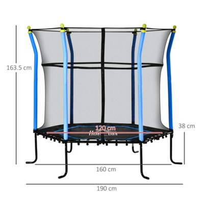 HOMCOM 5.2FT Kids Trampoline With Enclosure for 3-10 Years Blue