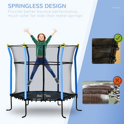 HOMCOM 5.2FT Kids Trampoline With Enclosure for 3-10 Years Blue - 4