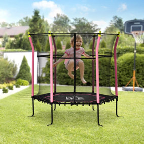 HOMCOM 5.2FT Kids Trampoline With Enclosure for 3-10 Years Pink