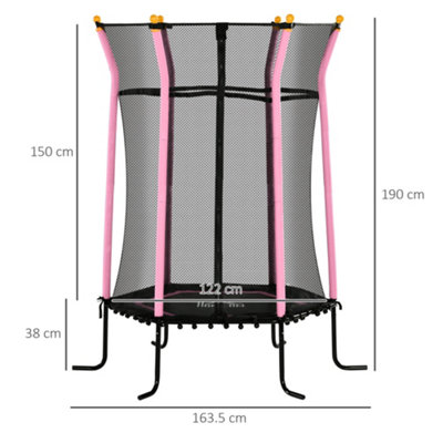 HOMCOM 5.2FT Kids Trampoline With Enclosure for 3-10 Years Pink - 3