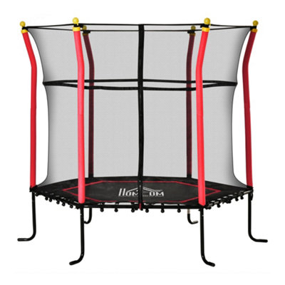 HOMCOM 5.2FT Kids Trampoline With Enclosure for 3-10 Years Red