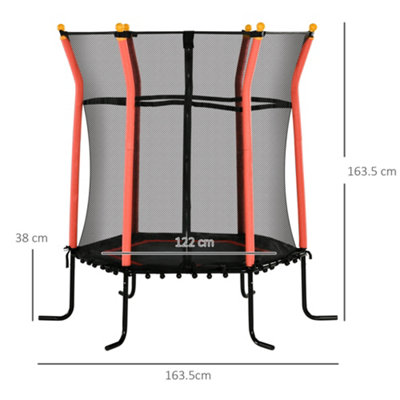 HOMCOM 5.2FT Kids Trampoline With Enclosure for 3-10 Years Red - 3