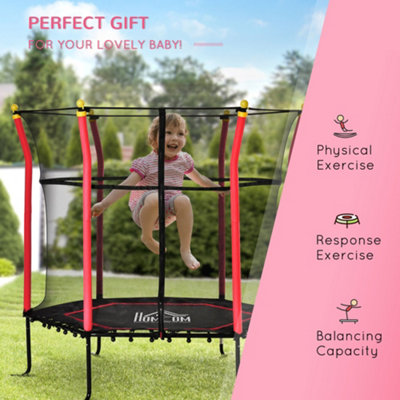 HOMCOM 5.2FT Kids Trampoline With Enclosure for 3-10 Years Red - 7
