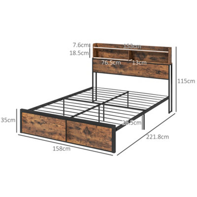 HOMCOM 5.2FT King Bed Frame with Storage Headboard and Under Bed Storage