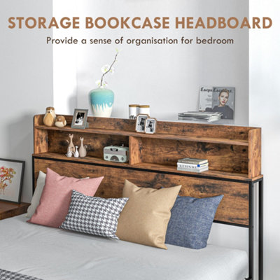 King bed frame store with bookcase headboard