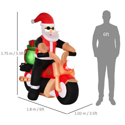 HOMCOM 5.5ft Light-Up Inflatable Santa Claus Riding a Bike Decoration for Lawn - 3
