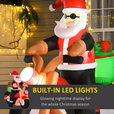 HOMCOM 5.5ft Light-Up Inflatable Santa Claus Riding a Bike Decoration for Lawn - 4