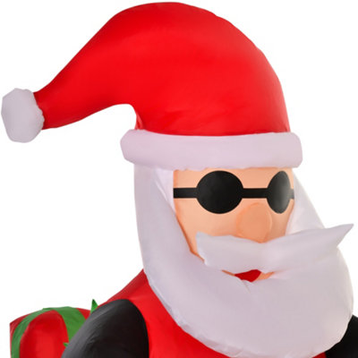 HOMCOM 5.5ft Light-Up Inflatable Santa Claus Riding a Bike Decoration for Lawn - 8