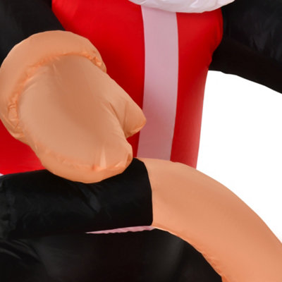 HOMCOM 5.5ft Light-Up Inflatable Santa Claus Riding a Bike Decoration for Lawn - 9