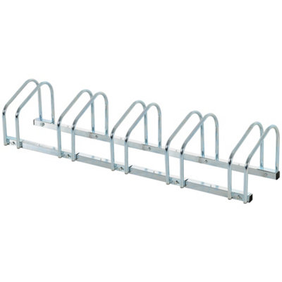 HOMCOM 5 Bike Parking Rack Locking Storage Stand Holder Floor Wall Mount Silver