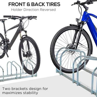 HOMCOM 5 Bike Parking Rack Locking Storage Stand Holder Floor Wall Mount Silver - 6