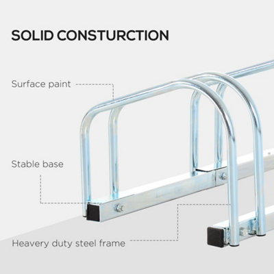 HOMCOM 5 Bike Parking Rack Locking Storage Stand Holder Floor Wall Mount Silver - 8