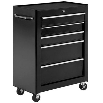 Metal tool box on wheels top