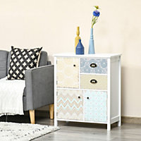 HOMCOM 5 Drawer Table Multi-purpose Storage Chest Sideboard Retro Style Entryway