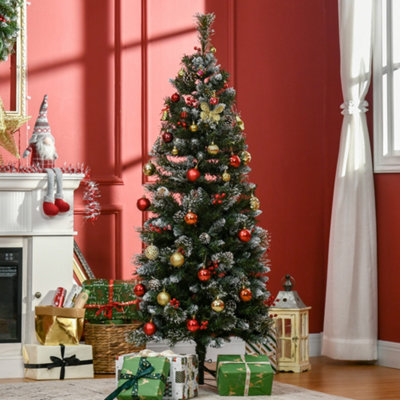 5 Ft Snow Dipped Artificial Christmas Tree Slim Pencil Xmas Tree