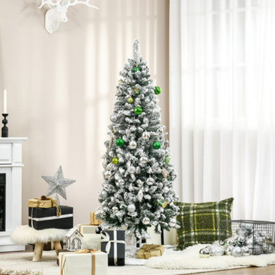 HOMCOM 5 Ft Snow Flocked Artificial Christmas Tree with Pencil Shape, Green Price Comparisons | Compare The Build