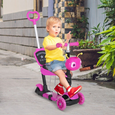 HOMCOM 5-in-1 Kids Baby Toddler Kick Scooter Removable Seat Height ...