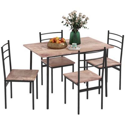 HOMCOM 5 Piece Dining Table and Chairs Set, Space Saving, Brown and Black