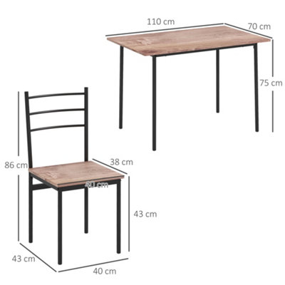 HOMCOM 5 Piece Dining Table and Chairs Set, Space Saving, Brown and Black