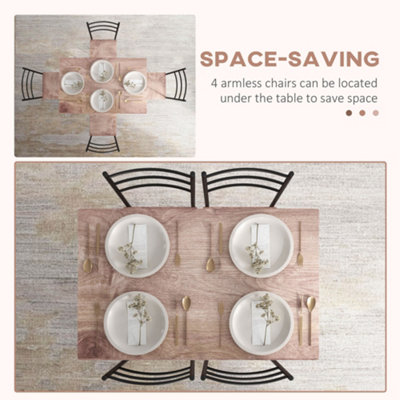 HOMCOM 5 Piece Dining Table and Chairs Set, Space Saving, Brown and Black