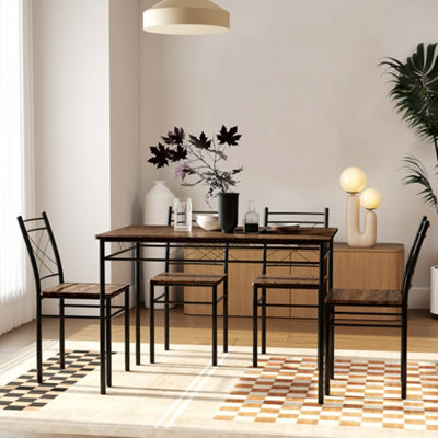 HOMCOM 5 Piece Dining Table and Chairs Set, Space Saving, Oak