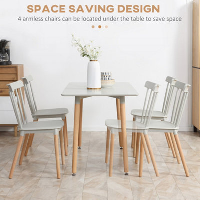 HOMCOM 5 Piece Dining Table and Chairs Set with Wood Legs for Small Spaces