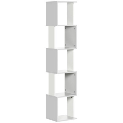 HOMCOM 5-Tier Bookshelf Freestanding Bookcase Storage Shelves Study, Light Grey