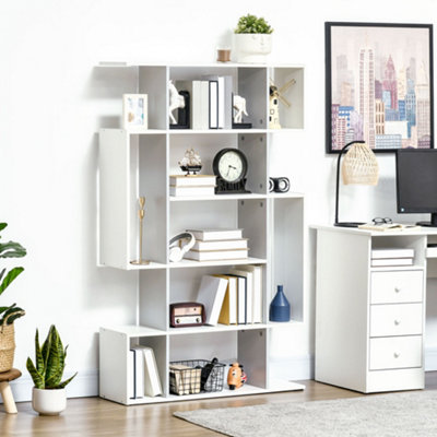 HOMCOM 5-Tier Bookshelf Freestanding Decorative Storage Shelves for Home White
