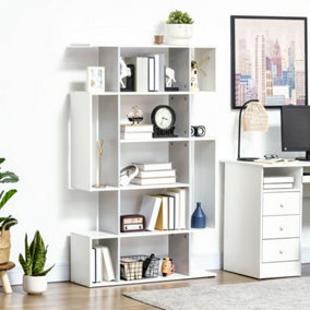 HOMCOM 5-Tier Bookshelf Freestanding Decorative Storage Shelves for Home White