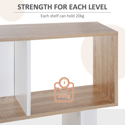HOMCOM 5-tier Display Shelving Storage Bookcase S Shape design Unit Natural