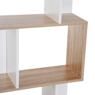HOMCOM 5-tier Display Shelving Storage Bookcase S Shape design Unit Natural