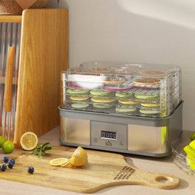 HOMCOM 5 Tier Food Dehydrator, 245W for Drying Fruit, Meat, Vegetable, Grey