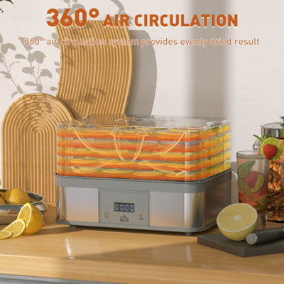 HOMCOM 5 Tier Food Dehydrator – 245W Electric Dryer For Fruit, Meat, Veggies Black/Silver