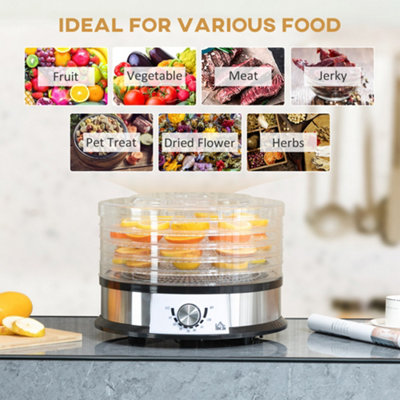 HOMCOM 5 Tier Food Dehydrator, 250W for Fruit, Meat, Vegetable, LCD Display
