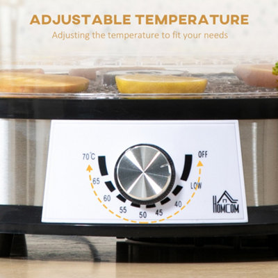 HOMCOM 5 Tier Food Dehydrator, 250W for Fruit, Meat, Vegetable, LCD Display