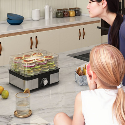 Disidratatore Alimentare HOMCOM 5 Livelli 245W - Grigio, Per Frutta, Carne E Verdura