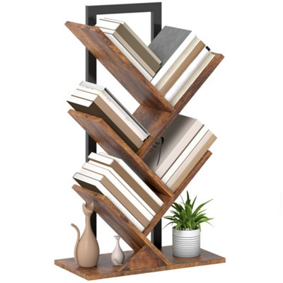 HOMCOM Libreria A Forma Di Albero 12 Ripiani + 2 Cassetti | Scaffale Indipendente In Truciolato, 80x24 Cm, Porta 65 Kg, Per Soggiorno E Ufficio