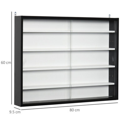 HOMCOM 5-Tier Wall Mount Display Cabinet - Black With Glass Doors & Adjustable Shelves 4 thumbnail image