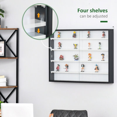 HOMCOM 5-Tier Wall Display Shelf Unit Cabinet w/ Shelves Glass Doors ...