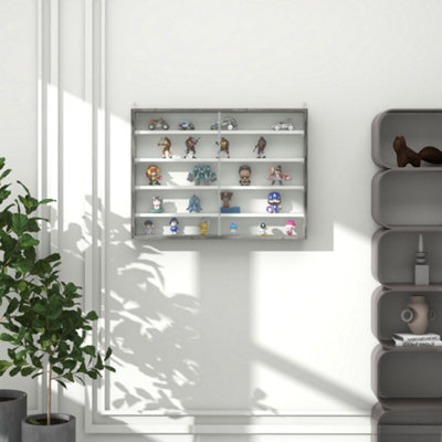 HOMCOM 5-Tier Wall Display Shelf Unit Cabinet w/ Shelves Glass Doors ...