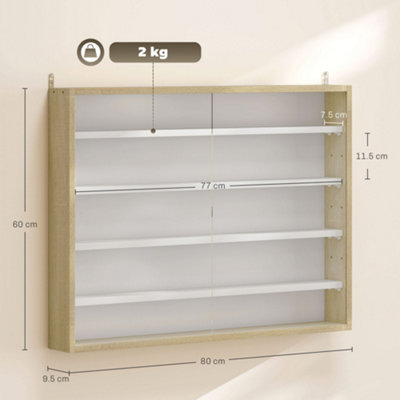 HOMCOM 5-Tier Wall Display Shelf Unit Cabinet w/ Shelves Glass Doors ...