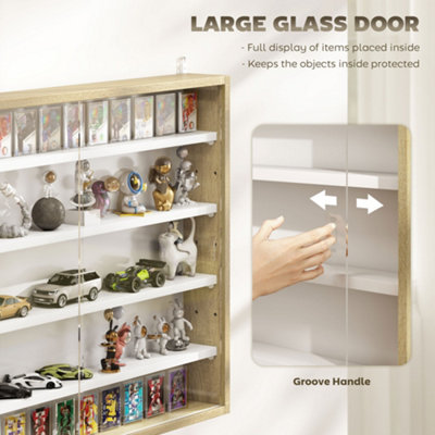 HOMCOM 5-Tier Wall Display Shelf Unit Cabinet w/ Shelves Glass Doors ...